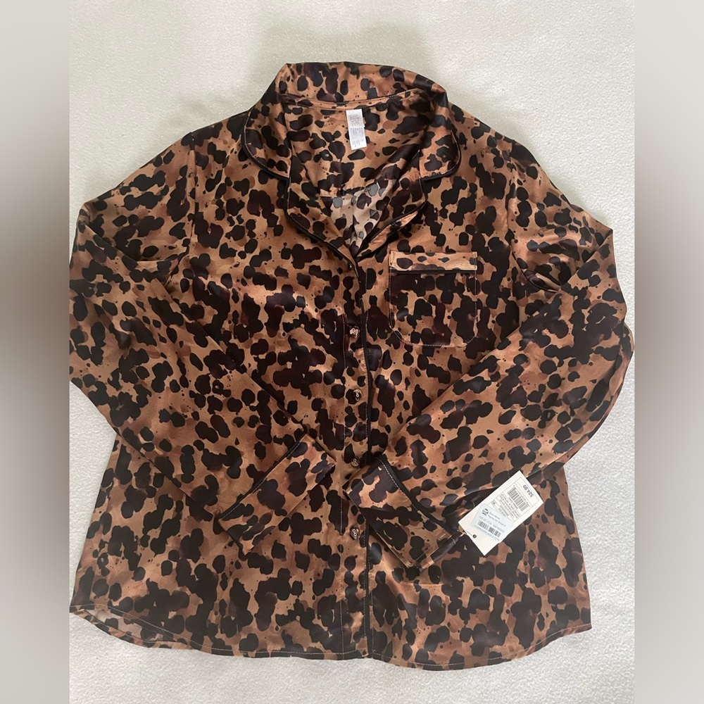 Brand new with tags size small animal print long sleeve silky sleep shirt